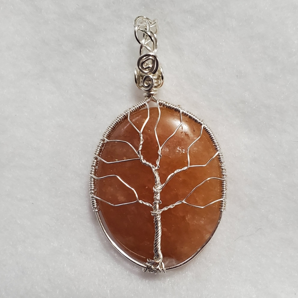 Orange Aventurine Tree of Life Pendant